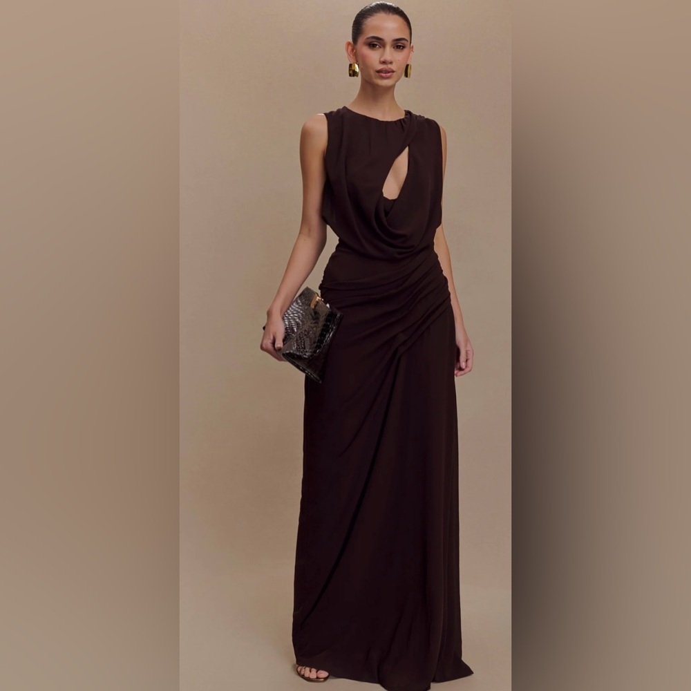 Oria Chiffon Brown Evening Dress